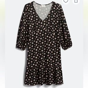 Elegant Black Floral Long Sleeve Dress